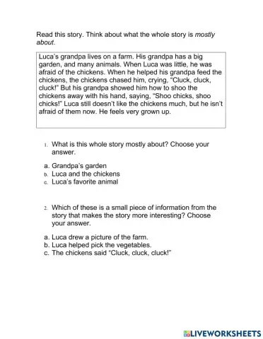 Main idea key details