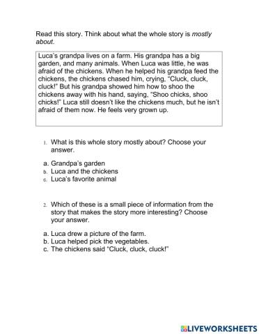 Main idea key details