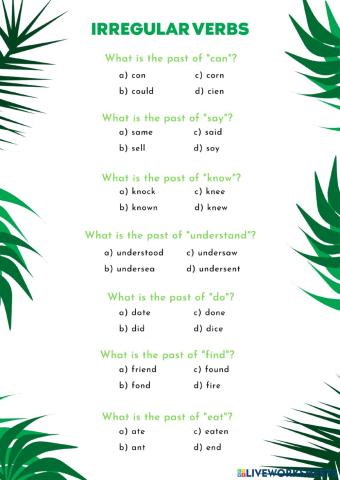 Irregular verbs practice - Past Simple Irregular Verbs