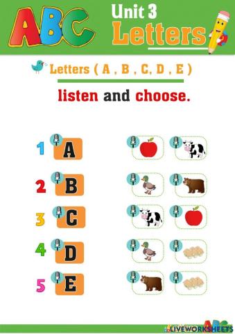 Letters a b c d e