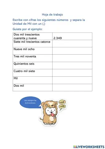 Escribe con cifras los números