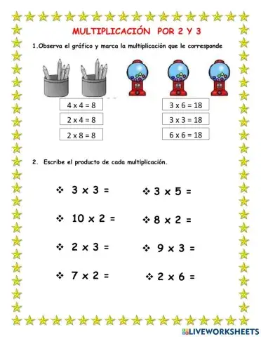 Tabla de multiplicar del 2 y 3