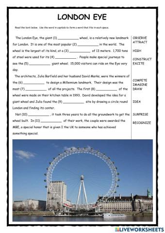 London Eye FCE Word Formation