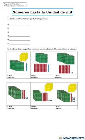 Números hasta la unidad de mil