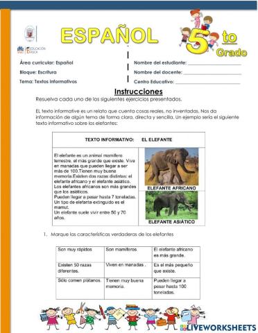 Textos Informativos 5to Grado