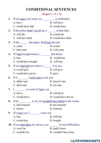 Conditionals (3 types)