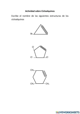 Actividad sobre Cicloalquinos