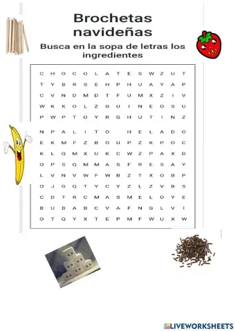 Sopa de letras BROCHETAS NAVIDEÑAS