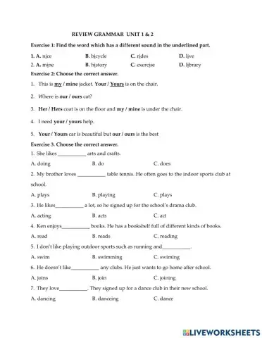 ILSW 6 Grammar unit 1-2