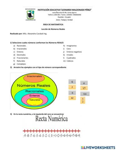 Clasificación Números Reales