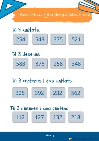 Unitats, desenes i centenes