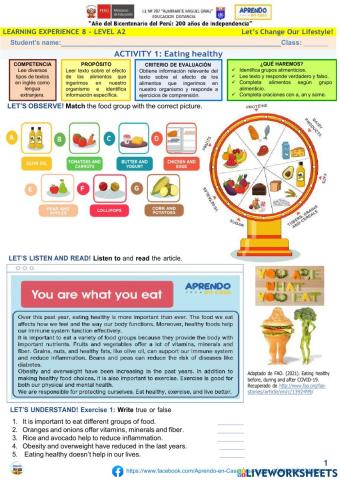 Learning experience 8 - ACTIVITY 1 - Let’s Change Our Lifestyle!