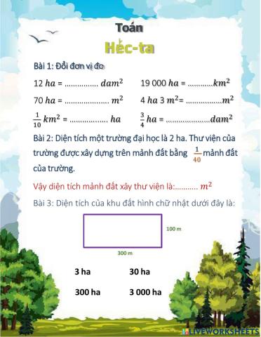 Toán lớp 5 bài Héc-ta