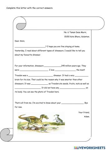 Amazing animals - writing a letter