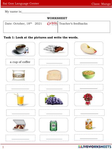 Worksheet mango