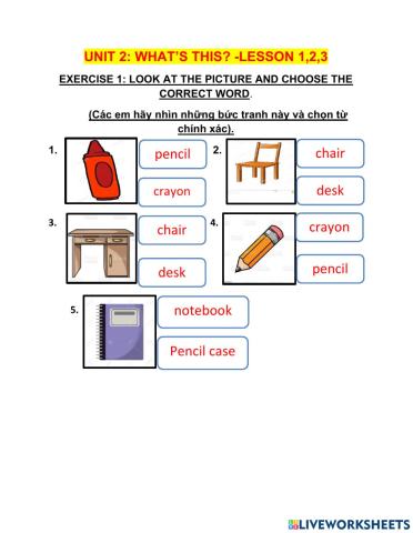 Unit 2: What's this? Lesson1,2,3