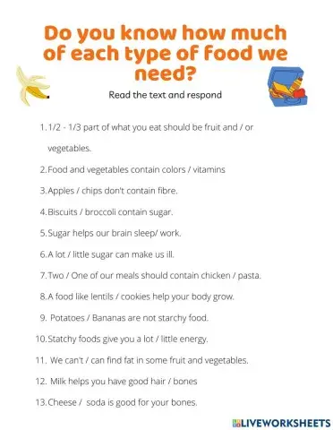 How much of each type of food we need