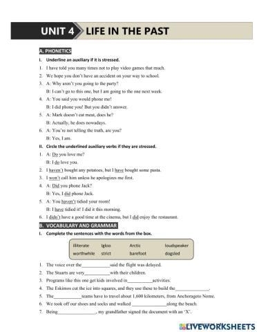 Unit 4: LIFE IN THE PAST