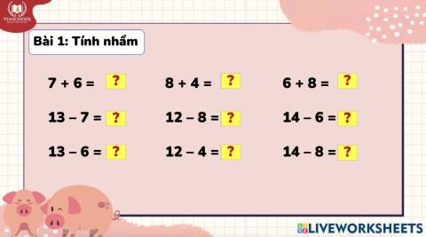Bài tập ôn Phép cộng, trừ trong phạm vi 20