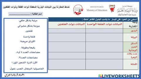 النباتات ذوات الفلقة والفلقتين