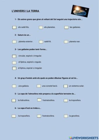 L'univers i la terra test