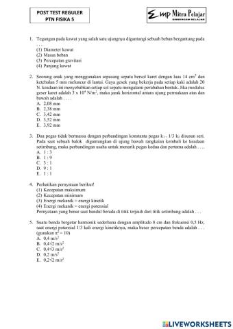 Post test reguler ptn fisika 5