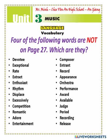 English 10 - Unit 3 - Language - Vocabulary