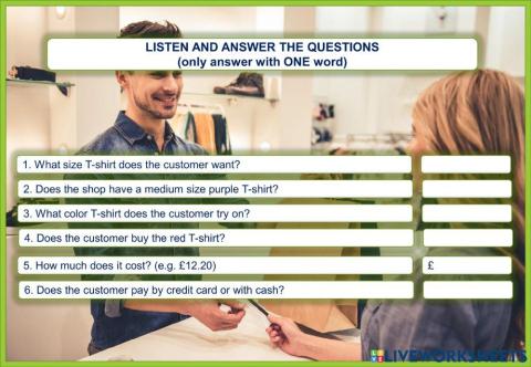 At the clothing store - Listening excercise