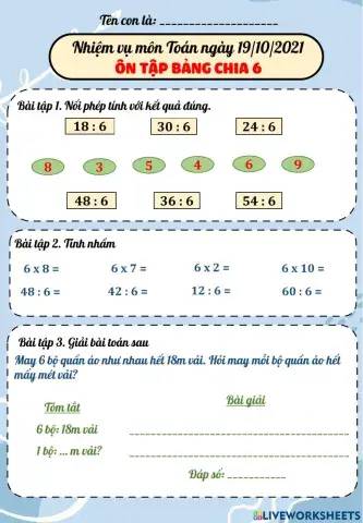 Nhiệm vụ ngày 19-10-lớp 3.2