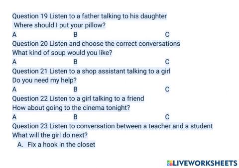 Listening - Toefl Primary Step 1