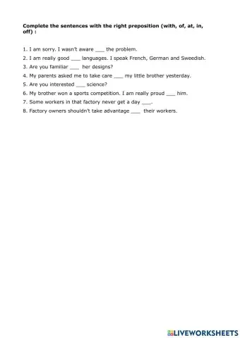 Phrases with prepositions