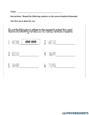 Rounding to Hundred Thousand