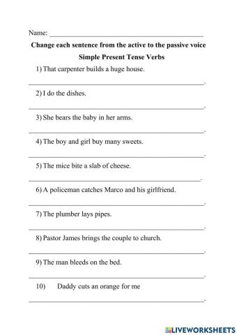 Active to Passive Voice (Present Tense Verbs Only)