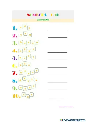 Números del 1-10 inglés