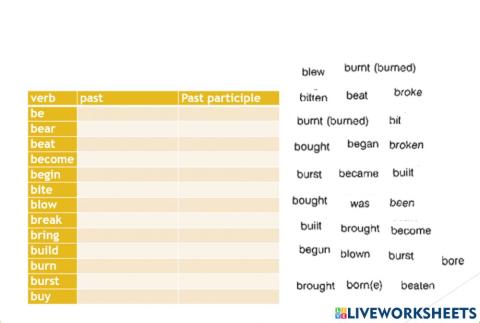 Irregular verbs