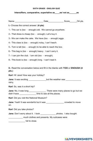 Comparative and superlative