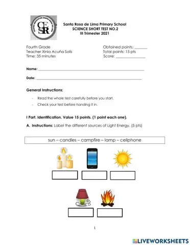 Short Test no.2 4 Grade III Tri
