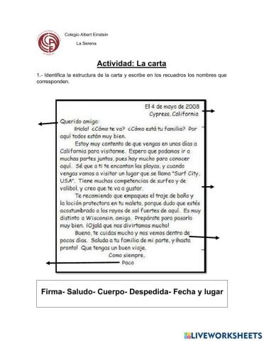 Actividad la carta