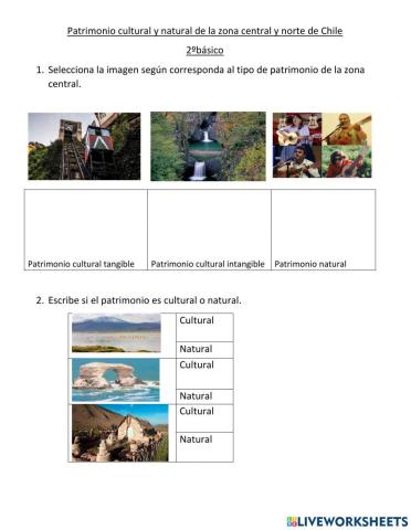 Ptrimonio zona centro y norte de chile