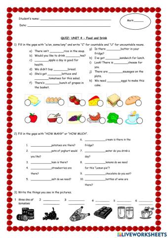 Unit 4: Countable and Uncountable food