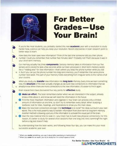 For better grades ,use your brain
