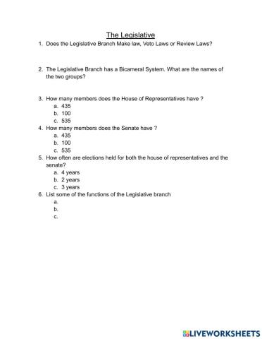 Legislative Branch review