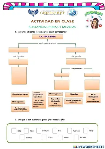 Las sustancias puras y mezclas