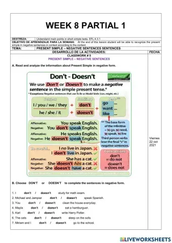 Present Simple - Negative form