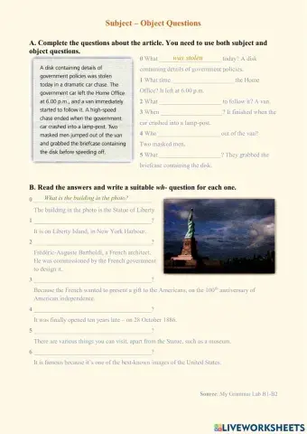 Subject-Object Questions