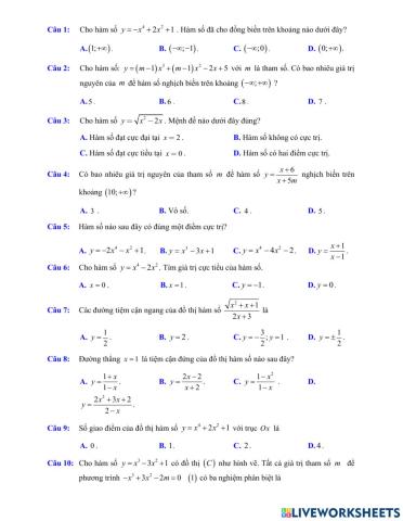Thi thử giữa học kỳ 1