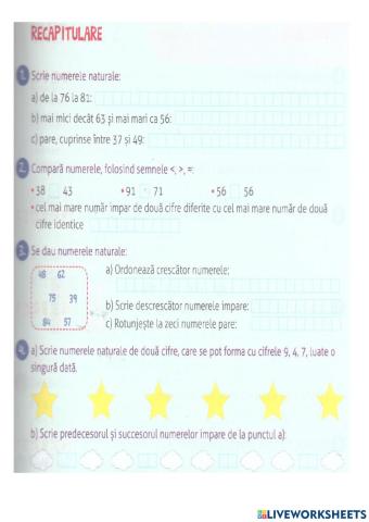 Numere naturale 0-100