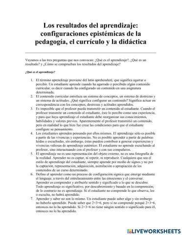 El resultado de los aprendizajes