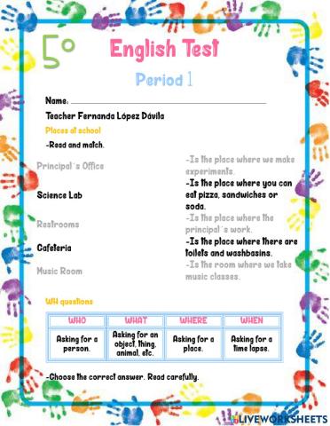 English Test 5th Grade