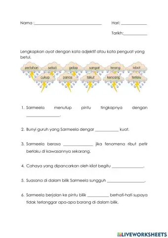 Bahaya Ribut Petir - Kata Adjektif dan Penguat Tahun 6